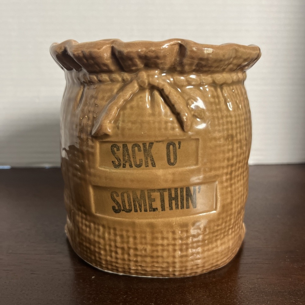 Vintage House‎ of Webster Ceramics Sack O' Somethin Glazed Canister Planter Vase